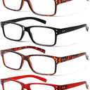 NORPERWIS Reading Glasses 6 Pairs Quality Readers Spring Hinge Glasses for Reading for Men and Women (6 Pack Mix Color -2, 4.00)