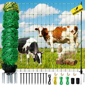 Electric Fence Netting, 42.6" H x 164'L Electric Anti-Predator Poultry Fence, PE Net Fencing Kit with 14 Posts Double Spiked, Movable Livestock Nets for Sheep, Hogs, Cattle and Other Poultry