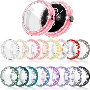 16-Pack Bling Case Compatible with Google Pixel Watch (41mm), TPU Flexible Glitter Screen Protector, Sparkling Face Cover for Pixel Watch 1/2/3 (16 Colors)
