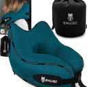 SNUGL Travel Pillow  Memory Foam Pillows - Neck Pillow for Airplane with Carry Bag & Clip  Neck Support Pillows for Pain Relief - Airplane Travel Essentials (Adult Regular - Teal)