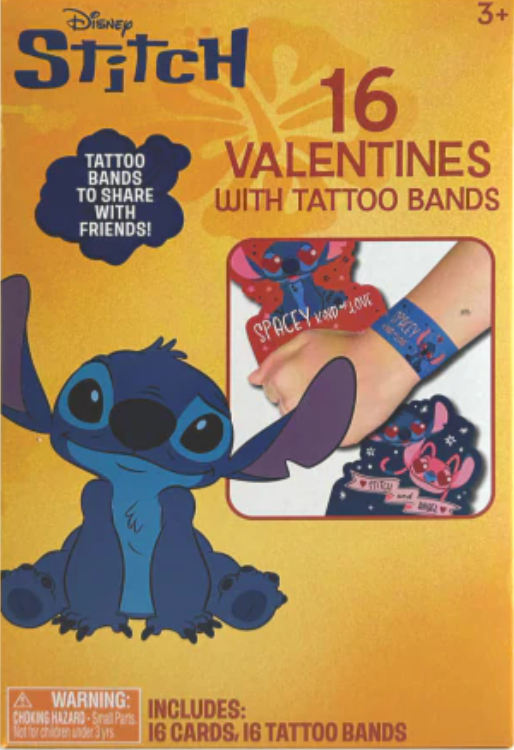 Disney Stitch 16 Valentines with Jumbo Stickers