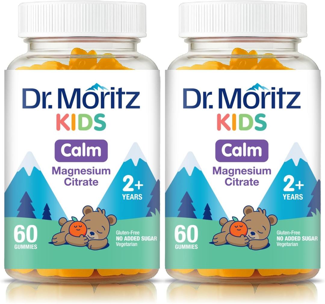 DR. MORITZ Sugar-Free Calm Magnesium Gummies for Kids and Adults - Non-GMO Magnesium Citrate Gummies - Orange Flavor - 2-Pack (120 Count) (EXP: 02/2028)