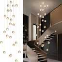 25 Lights Staircase Chandelier for High Ceiling, Dimmable Modern Crystal Raindrop Large Long Hanging Pendant Light for Stairwell Living Room Stair Foyer, Bulbs Included (Nickel Canopy)