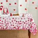 Horaldaily Valentine Tablecloth 60×60 Inch Square, Watercolor Love Hearts Pink Colored Washable Table Cover for Party Picnic Dinner Decor