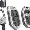 Key fob Case Cover with Keychain Fits for 2023 2024 2025 Kia Telluride Sorento K4 K5 GT-Line Carnival 5 Button Key (Silver)