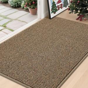 DEXI Indoor Door Mat 32x48, Washable Entrance Mats with Non Slip Rubber Back, Ultra Thin Entryway Mats Absorbent Dirt Carpper Front Back Doormat for Entry Floor Inside Home, Brown