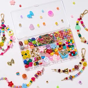 MYCUTEY DIY Keychain Making Kit-Beaded Keychain＆Bag Charm Craft Supplies with Keyrings,Cords and Colorful Football,Letter,Heart,Pony Beads for Women Kids,Personalized Name A-Z Jewelry Making Kit Gifts, Keychain Kit-B