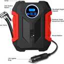 Digital Air Compressor for Car Auto Pump Portable Tire Inflator with LED Light DC 12V, Red