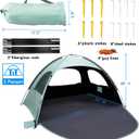 WhiteFang Beach Tent Anti-UV Portable Sun Shade Shelter for 3/4/6/8 Person, Extendable Floor with 3 Ventilating Mesh Windows Plus Carrying Bag, Stakes and Guy Lines