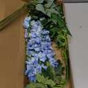 8PCS Blue Delphinium Artificial Flowers 29.5" Combo Clematis Greenery 23.6" Long Stem Flowers for Tall Vase Larkspur Silk Flowers Floral Arrangements Table Party Home Decor (Ice Blue)