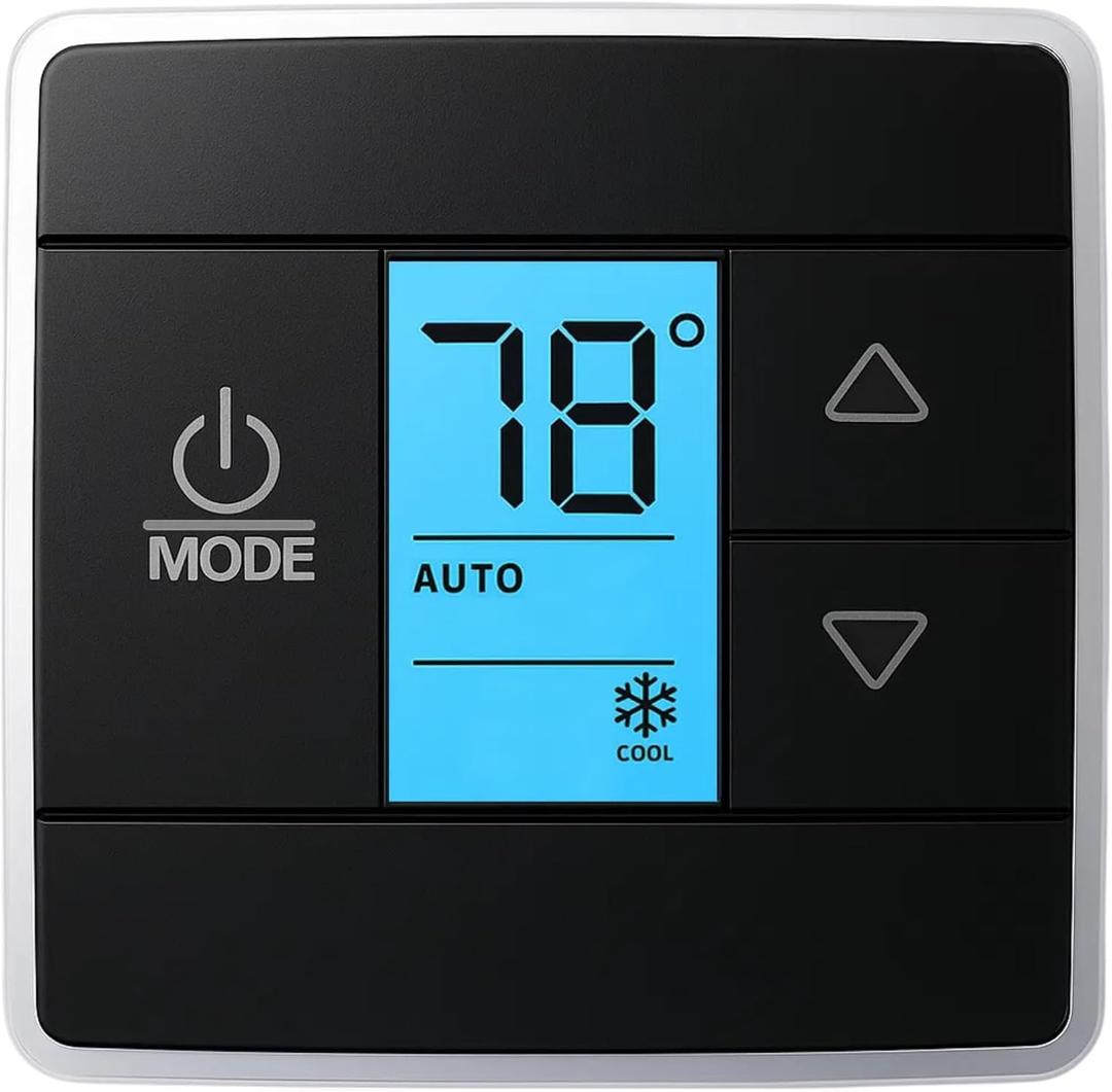 RV Thermostat Compatible with Dometic 3316250.712, 3-Wire Single Zone Control for Cool/Heat, 12V DC, Capacitive Touch, Blue Backlight