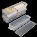 2 Packs Extra Long Pencil Box Large Capacity Pencil Case Clear Plastic Storage Container Long Paint Brush Storage Box Plastic Pencil Holder with Latching Lids