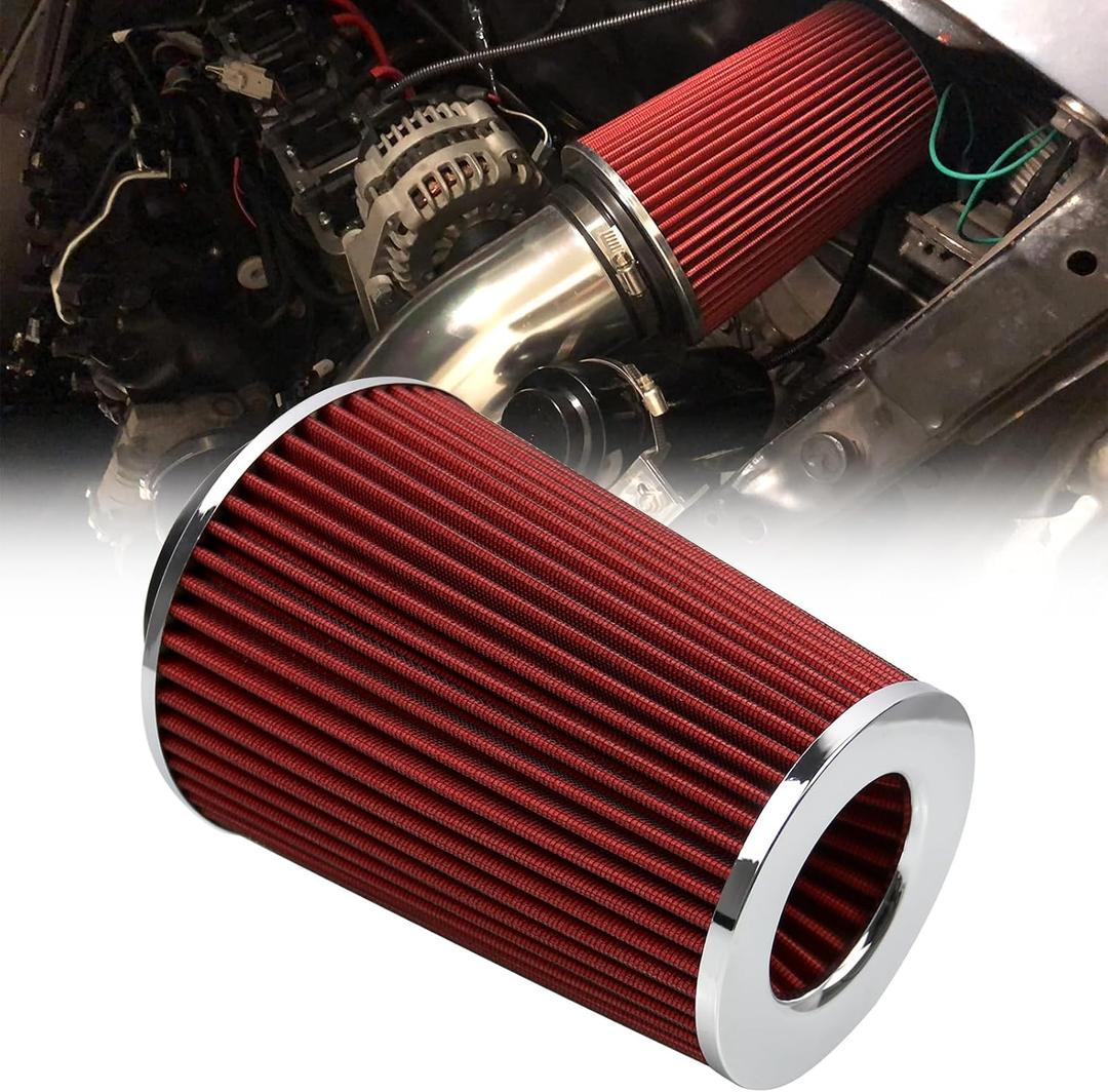 RYANSTAR RACING 102mm 4" High Flow Round Tapered Cone Cool Air Filter Cleaner with Top Filter Design Short 231mm tall