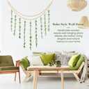 TXIN Hanging Photo Display Holder Wall Decor with Wooden Cards Clips, Boho Style Picture Frame Wood Beads Garland Artificial Eucalyptus Plant Home Decoration for Farmhouse Greenery Cubicle Bedroom