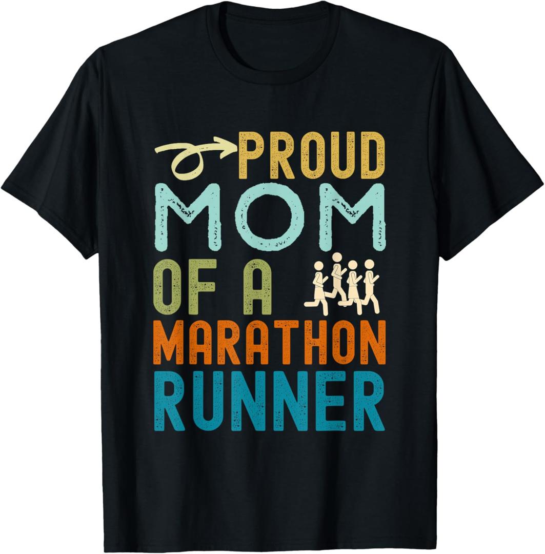 Proud Mom of a Marathon Runner Retro Vintage Distressed T-Shirt L