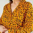 Dokotoo Women's Casual V Neck Alicia Floral Print Smocked Long Sleeve Chiffon Blouses Bohemian Top Shirts, Large