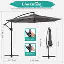 Shintenchi Patio Offset Umbrella With Easy Tilt Adjustment, Crank and Cross Base, Outdoor Cantilever Hanging Sunshade Canopy, Dark Gray