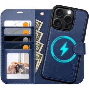 OCASE for iPhone 16 Pro Max Case Detachable Wallet Case with Card Holder, 2 in 1 Pu Leather Flip Folio with RFID Blocking Stand Wrist Strap Shockproof Phone Cover 6.9 Inch 2024, Blue