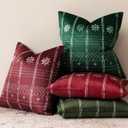 Foindtower Pack of 2 Decorative Velvet Christmas Pattern Throw Pillow Covers Holiday Print Cushion Cover with Snowflake Accent Pillowcase for Couch Sofa Living Room Home Decor,2020 Inch,Dark Green