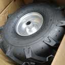 RONPOW 11x4.00-4 Tiller Tire and Wheel, 3/4" Axle Bore, 3-1/8" Centered Hub, 400 lb Load Capacity, 4 Ply Pneumatic Replacement Tire for Rototiller & Garden Tiller, 2 Pack Silver, 3/4" Axle Hole