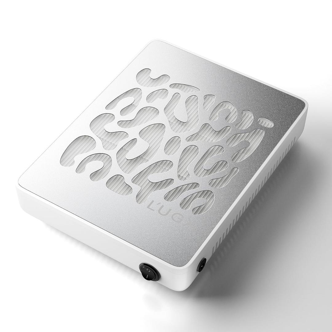 L'UGX Nail Dust Collector, Professional Dust Collector Nail Tech, Powerful Dust Suction Machine Manicure Pedicure Tool for Acrylic Nail Polishing, Low Noise, 30 Pcs Filter Papers