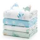 Momcozy Muslin Swaddle Blankets, 4-Pack Breathable and Skin-Friendly Receiving Blankets, Best Wishes Swaddle Blanket Shower Gifts & Baby Registry Essentials, Large 47"x47", Ocean Pixie Dream