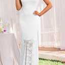 MITILLY Formal 2026 Summer Wedding Guest Dress for Women One Shoulder Bodycon Mesh Cocktail Maxi Dresses (White, M)
