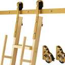 DIYHD 12FT Sliding Barn-Style Library Ladder Hardware Kit (No Ladder), Gold | Brake bottom wheels for safety, Storage hooks for detaching and hanging ladder, Safe Load capacity supports 330lbs