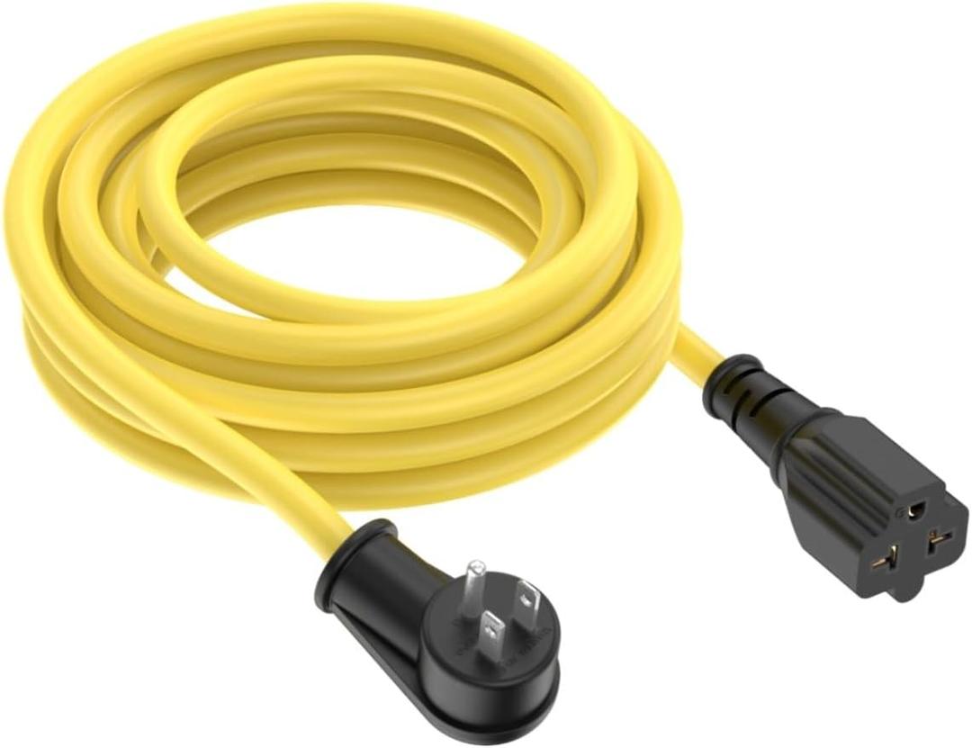 25-FT 12AWG Right-Angle 15 Amp to 20-Amp Extention Cord,90-Degree 15Amp Household Plug to 20Amp Heavy Duty Extention-Cable, Nema 5-15P to 5-20R,5-15P to 6-15R/20R,125V 15A to 20A-Angled Power Cord