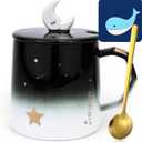 Cute Mug With Lid Star & Moon 3d Cup Gift Funny Coffee Mugs 420 ml/14 oz Tea Cups With Spoon & Coaster Tea Coffee Mug Cute Birthday Gift For Girlfriend Women Girls