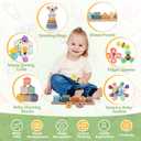 YHHYTOY 6-in-1 Montessori Baby Toys 0-6 6-12 Months, Infant Teething Toys Soft Stacking Blocks Rings Shape Sorter Sensory Fidget Spinners for Toddler 1-3, First Baby Gift Set for 6 Month Old Girl Boy, Small