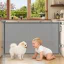 Retractable Baby Gates for Doorways, 58" Extra Wide Mesh Child Dog Gate for Stairs, 34" Tall Toddler Pet Gate Indoor and Outdoor, Easy Install, Essential for Home Safety, Gray