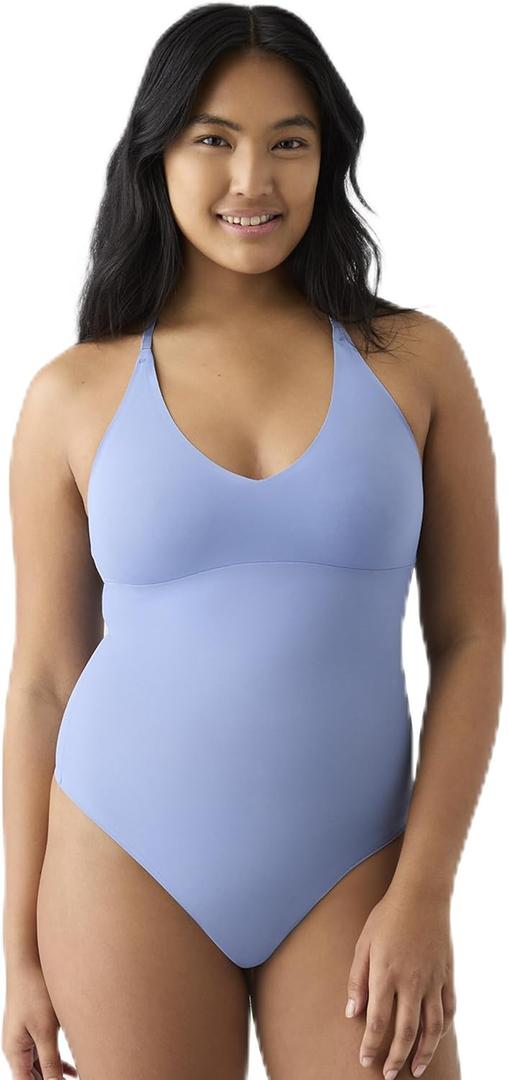 True & Co Women's True Everybody Women's V Neck Bra Lace Racerback Bodysuit Small