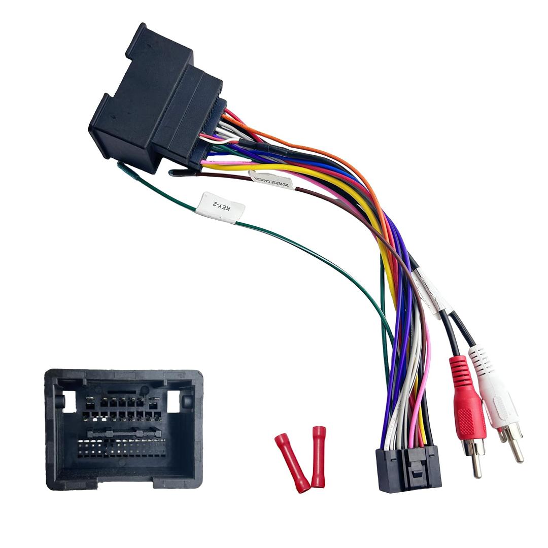 16Pin ISO Aftermarket Radio Harness Adapter Compatible with Chevrolet 2013-2016 GMC 2010-2017 with Audio Input SWC, 16Pin Android Car Stereo Wiring Harness with Reverse Cable