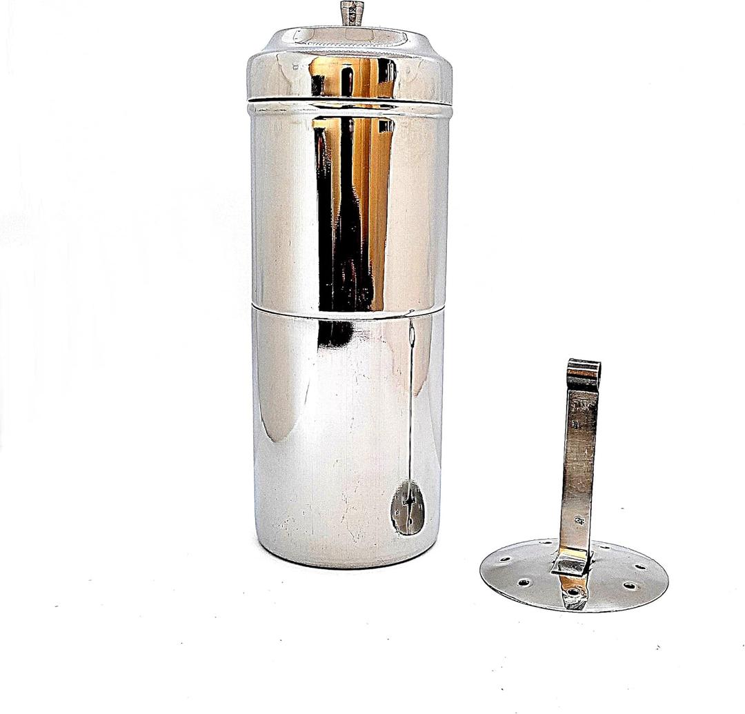 KERAM coffee filters indian style-drip coffee maker 400 ml(13.52 Oz) 8-12 cup-coffee bar accessories-madras coffee filter-dripper camping-hiking reusable/permanent slow metal filter pour over dripper, Silver