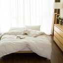 EMME White Cotton Duvet Cover Twin 2-Piece Set Soft Cotton Twin XL Comforter Cover Bedding Collection Comforter Cover with Pillow Sham Solid Color (White, Twin/Twin XL)