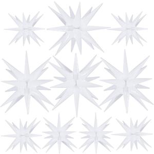 10 Pcs Star Balloons Explosion Balloons Foil Cone Balloon Magic for Birthday Wedding Anniversary Party Backdrops Decorations Supplies, 6 Pcs 22 Inches and 4 Pcs 27 Inches White