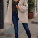 dowerme Women Open Front Cardigans Trendy Fall Long Sleeve Drop Shoulder Soft Knit Slouchy Sweater Winter Outerwear 2025 (M)