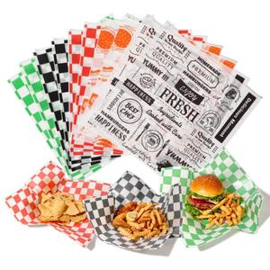 Fit Meal Prep 250 Mixed Color 12x12" Dry Waxed Deli Paper Sheets, Grease-Proof & Waterproof, Perfect for Food Basket, Picnic, Barbecue, Restaurants
