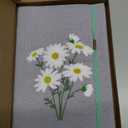Embroidered Floral Journal Notebook, Softcover, Dotted line, (Light grey, Daisy), 192 Pages, Medium 5.8 inches x 8.6 inches - 80 GSM thick Paper Diary