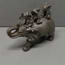 Nature's Mark 8" H 3 Baby Elephants Riding an Elephant Resin Statue Figurine Home Decorative Accent Decor (Gray)