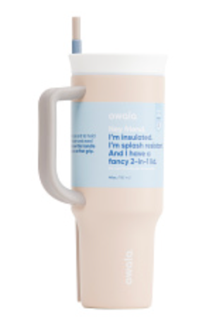 Owala Travel Tumbler SS 40oz Beige Blue Bottle