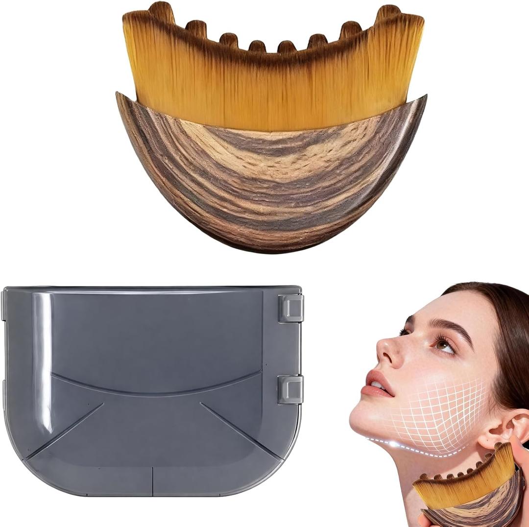 3 x Lymphatic Drainage Massager Face Brush, Lymphatic Contour Face Brush to Sculpt Jawline & Reduce Puffiness Double Chin Reducer, Improves Skin Glow & Absorption, Ergonomic Precise Fit, 1 Pack