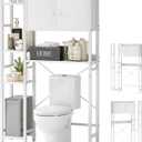 MUTUN Over The Toilet Storage Cabinet with Doors, 7-Tier Bathroom Organizer Storage Shelves, Freestanding Shelf for Restroom Laundry, Plant Stands Indoor, White