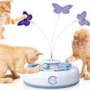 Cat Toys 3 in1 Automatic Interactive Kitten Toy, Moving Ambush Mouse, Fluttering Butterfly, Track Balls, USB Powered, Indoor Exercise Kicker, Mouse Catching Game (Bright White)