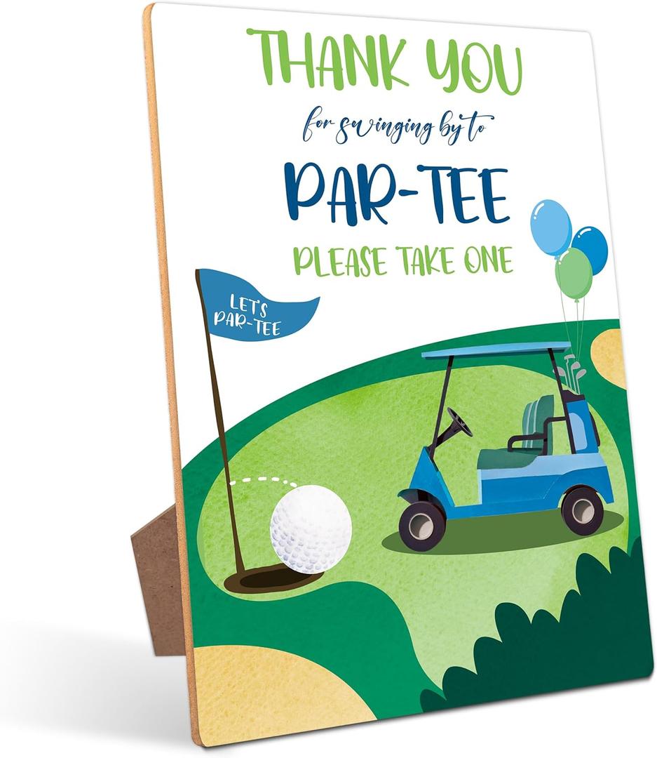 Golf Birthday Party Table Sign - Golf Party Decor, Perfect for Birthday Party, Birthday Decorations, 811 Wooden Party Sign with Stand