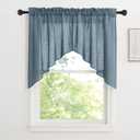 RYB HOME Swag Valances for Living Room, Linen Blend Curtains Semi Sheer Window Toppers, Airy Soft Breathable for Home Decoration, Farmhouse, Kitchen, Cafe, Width 36 x Length 36, Stone Blue, 2 Panels