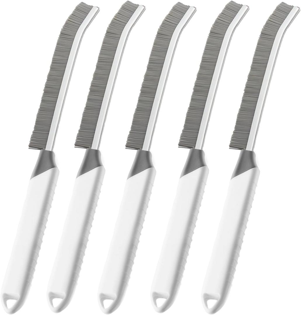 2 x Crevice Cleaning Brush Bathroom Tile Groove Gap Cleaning Brush Premium Crevice Cleaning Tool Aluminum Support with 15 Angled Head-Grout Thin Brush,Kitchen & Bathroom Tool (5PCS)