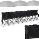 Cinnvoice Folding Soccer Bench Chair Portable Team Sports Sideline Team Bench Seat with Umbrella for Football Camp Travel Events Outdoor Seating with Storage Bag (9 Seat)