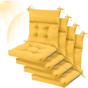 Sintuff 4 Pcs 44 x 21 x 4 Patio Chair Cushions Outdoor Chair Cushion Seat/Back Tufted Pillow with Ties Water Resistant Replacement Indoor Patio Furniture Outdoor Furniture (Solid Color,Yellow)